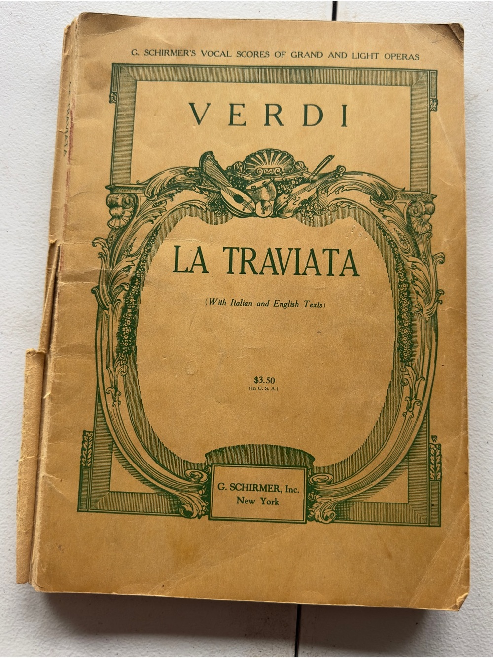 1926 Verdi's La Traviata sheet music